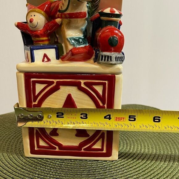 Pfaltzgraff Holiday Garland Candy dish ABC block with lid NWT - Picture 10 of 12